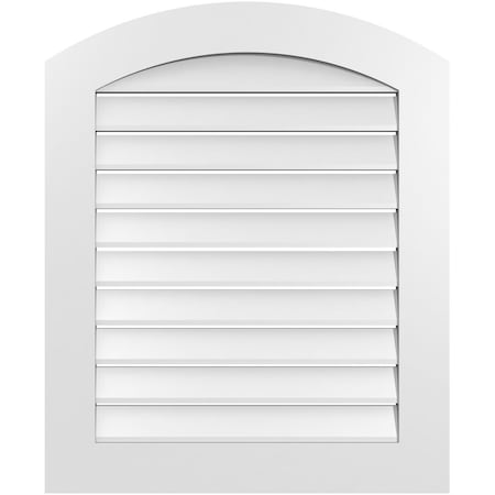 Ekena Millwork Arch Top Surface Mount PVC Gable Vent: Non-Functional, w/ 3-1/2"W x 1"P Standard Frame, 28"W x 32"H GVPAR28X3201SN